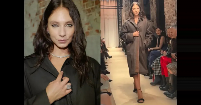 Жена главы Газпромбанка Андрея Акимова Даша Попова приняла участие в показе Александра Терехова