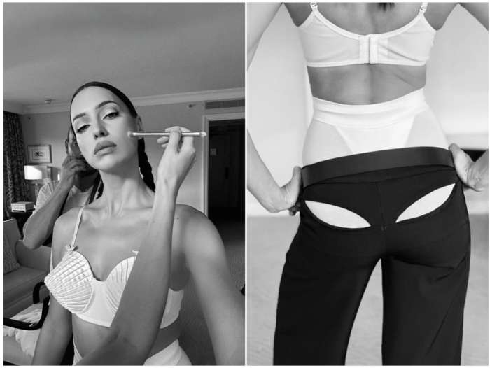 Ирина Шейк появилась на мероприятии в белом бюстгальтере с чашечками-конусами